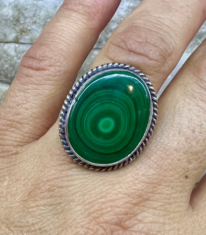 Malachite Crystal Statement Ring