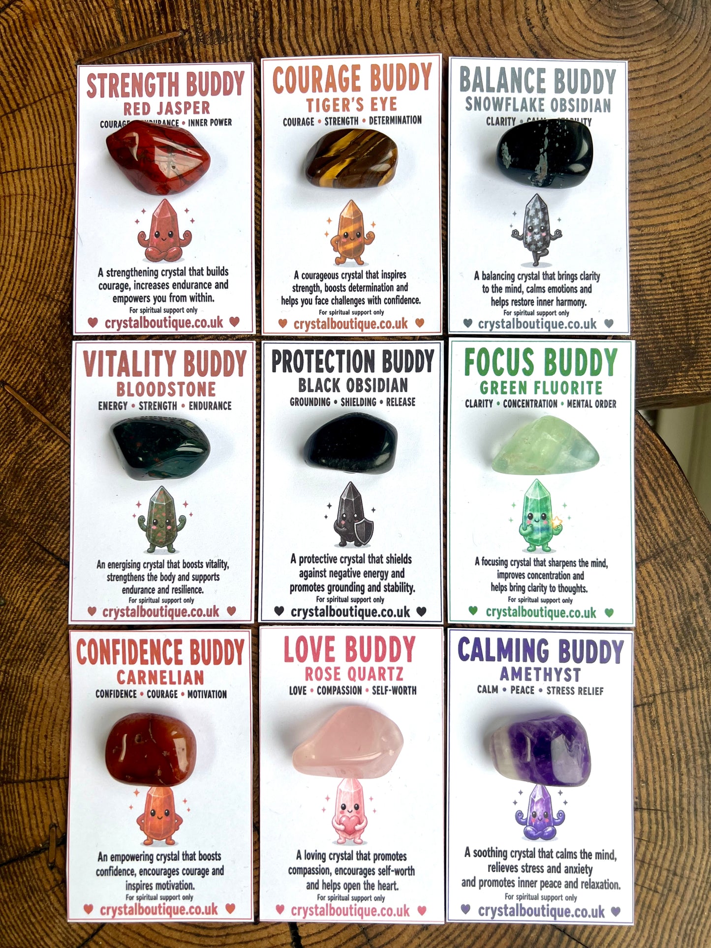 Crystal Buddy Card with Real Crystal | Pocket Keepsake for Calm, Confidence & Wellbeing