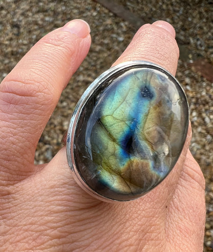 Labradorite (Fiery) Crystal Ring