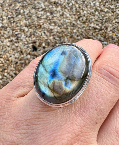 Labradorite (Fiery) Crystal Ring