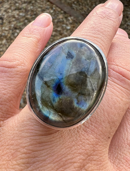 Labradorite (Fiery) Crystal Ring