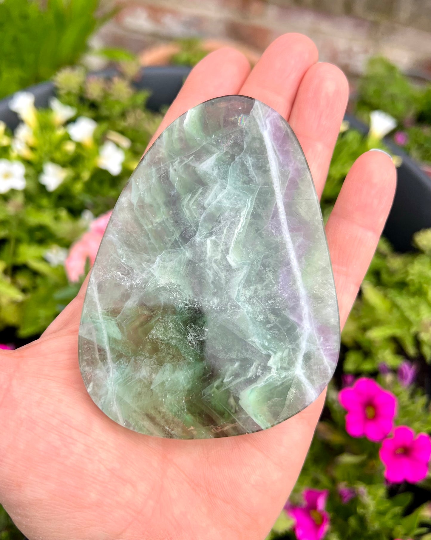 Rainbow Fluorite Slice – Polished Fluorite Crystal, Healing Crystal, Green & Purple Fluorite, Protection & Clarity Stone UK - Crystal Boutique.co.uk