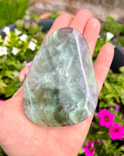 Rainbow Fluorite Slice – Polished Fluorite Crystal, Healing Crystal, Green & Purple Fluorite, Protection & Clarity Stone UK - Crystal Boutique.co.uk