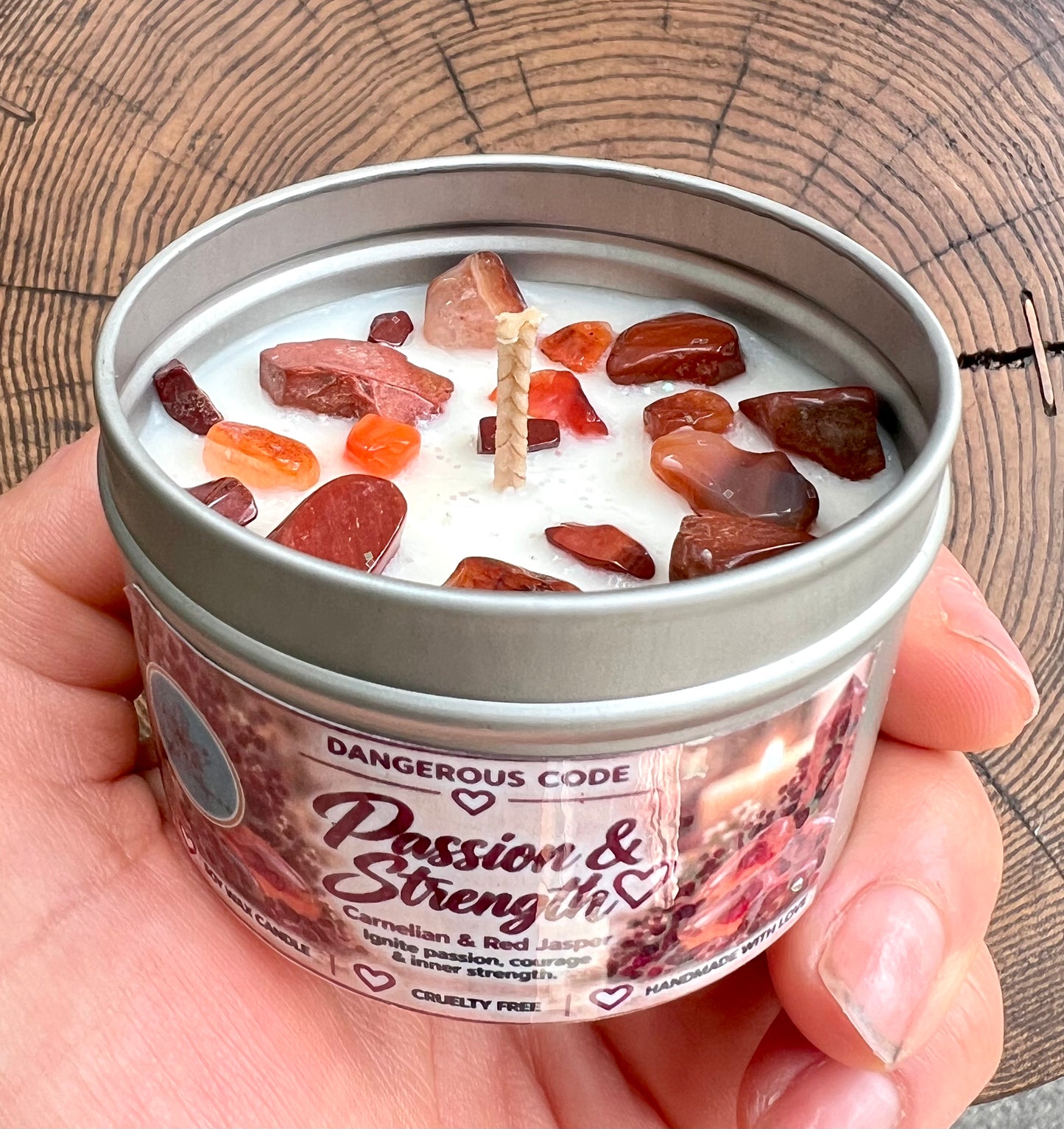 Crystal-Topped Soy Candle in Tin — Choose Your Scent - Crystal Boutique.co.uk