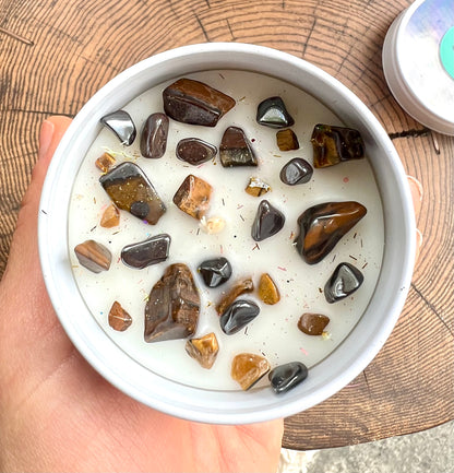 Crystal-Topped Soy Candle in Tin — Choose Your Scent - Crystal Boutique.co.uk