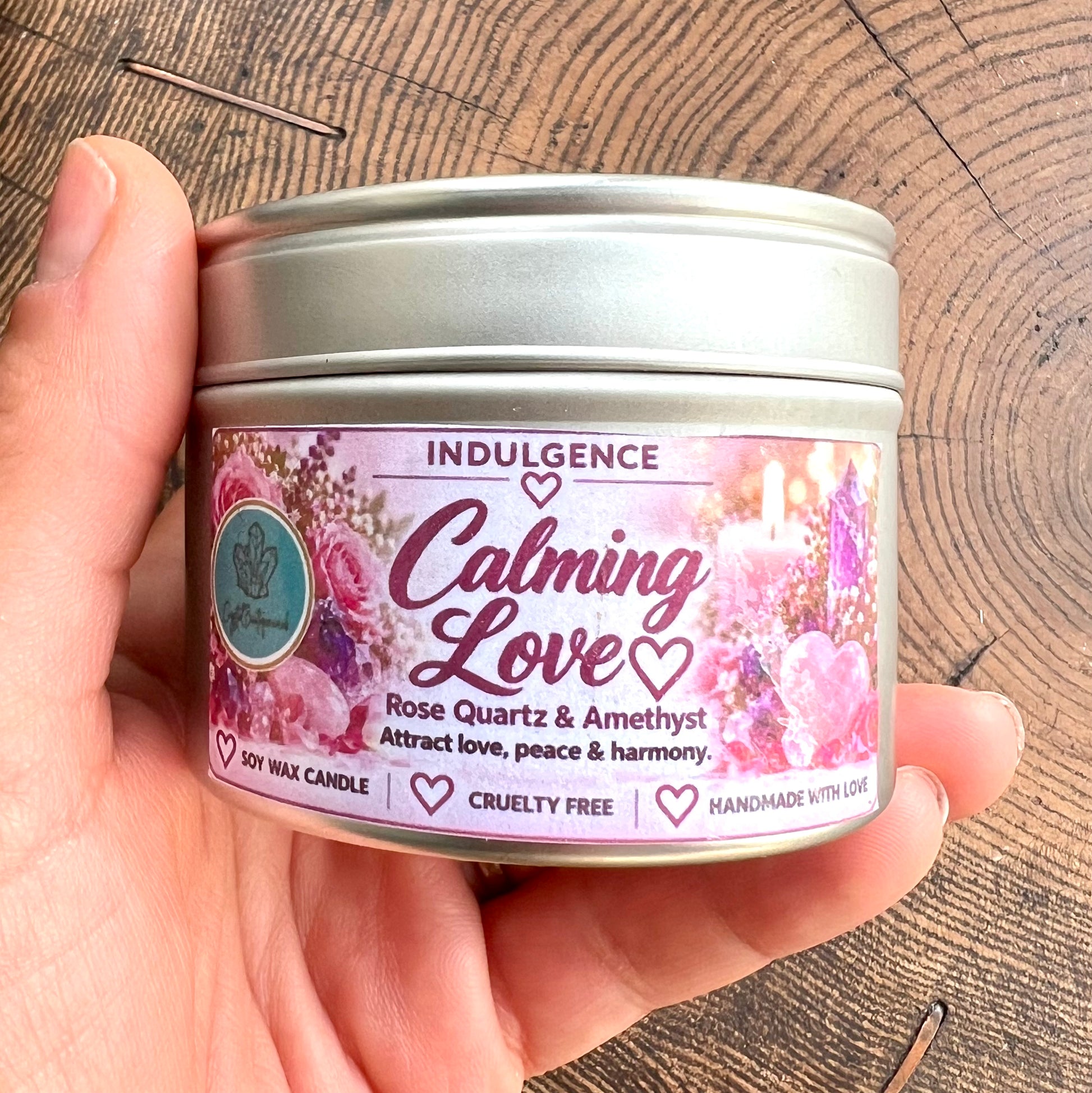 Crystal-Topped Soy Candle in Tin — Choose Your Scent - Crystal Boutique.co.uk