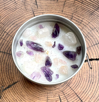 Crystal-Topped Soy Candle in Tin — Choose Your Scent - Crystal Boutique.co.uk