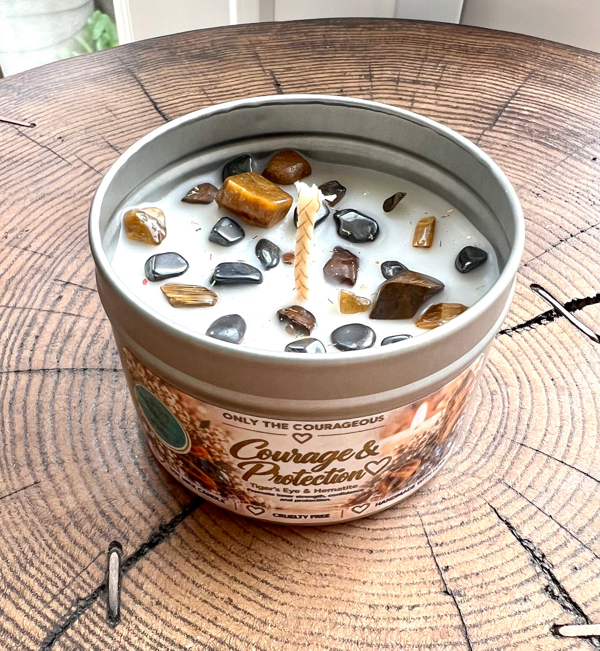 Crystal-Topped Soy Candle in Tin — Choose Your Scent - Crystal Boutique.co.uk