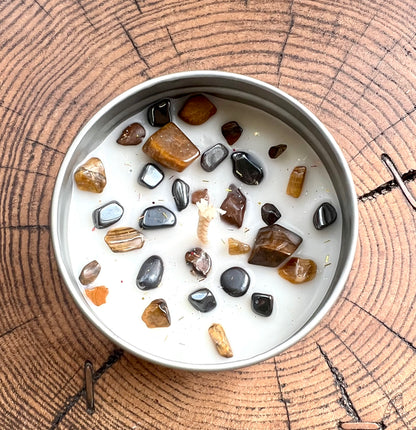 Crystal-Topped Soy Candle in Tin — Choose Your Scent - Crystal Boutique.co.uk