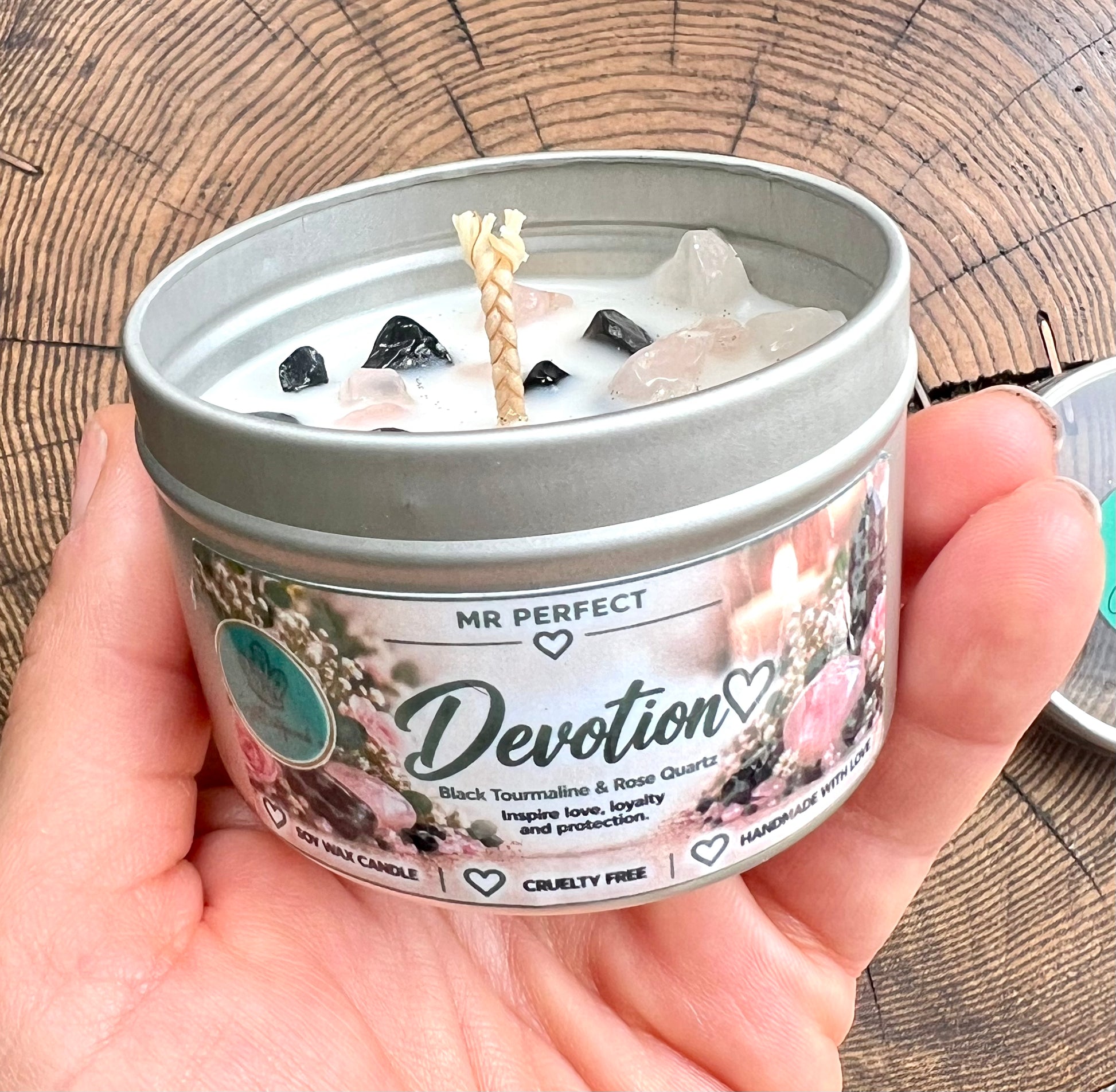 Crystal-Topped Soy Candle in Tin — Choose Your Scent - Crystal Boutique.co.uk