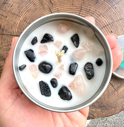 Crystal-Topped Soy Candle in Tin — Choose Your Scent - Crystal Boutique.co.uk