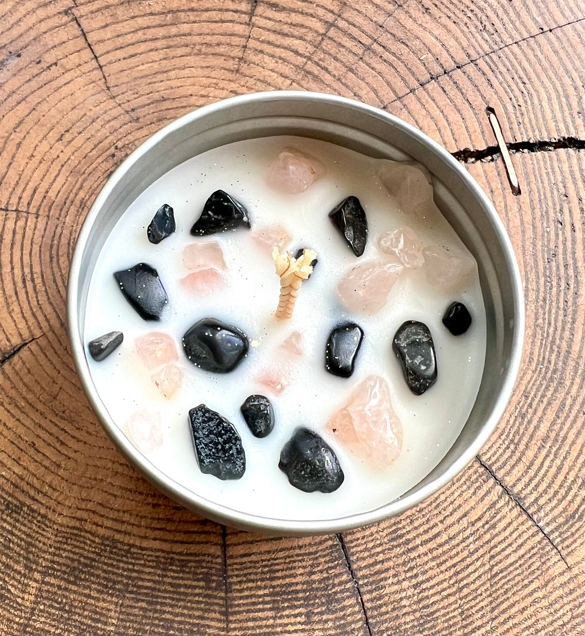 Crystal-Topped Soy Candle in Tin — Choose Your Scent - Crystal Boutique.co.uk