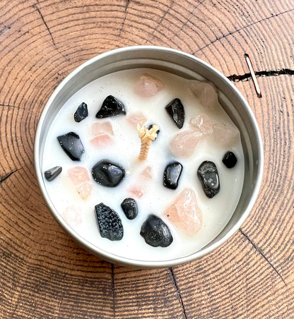Crystal-Topped Soy Candle in Tin — Choose Your Scent - Crystal Boutique.co.uk