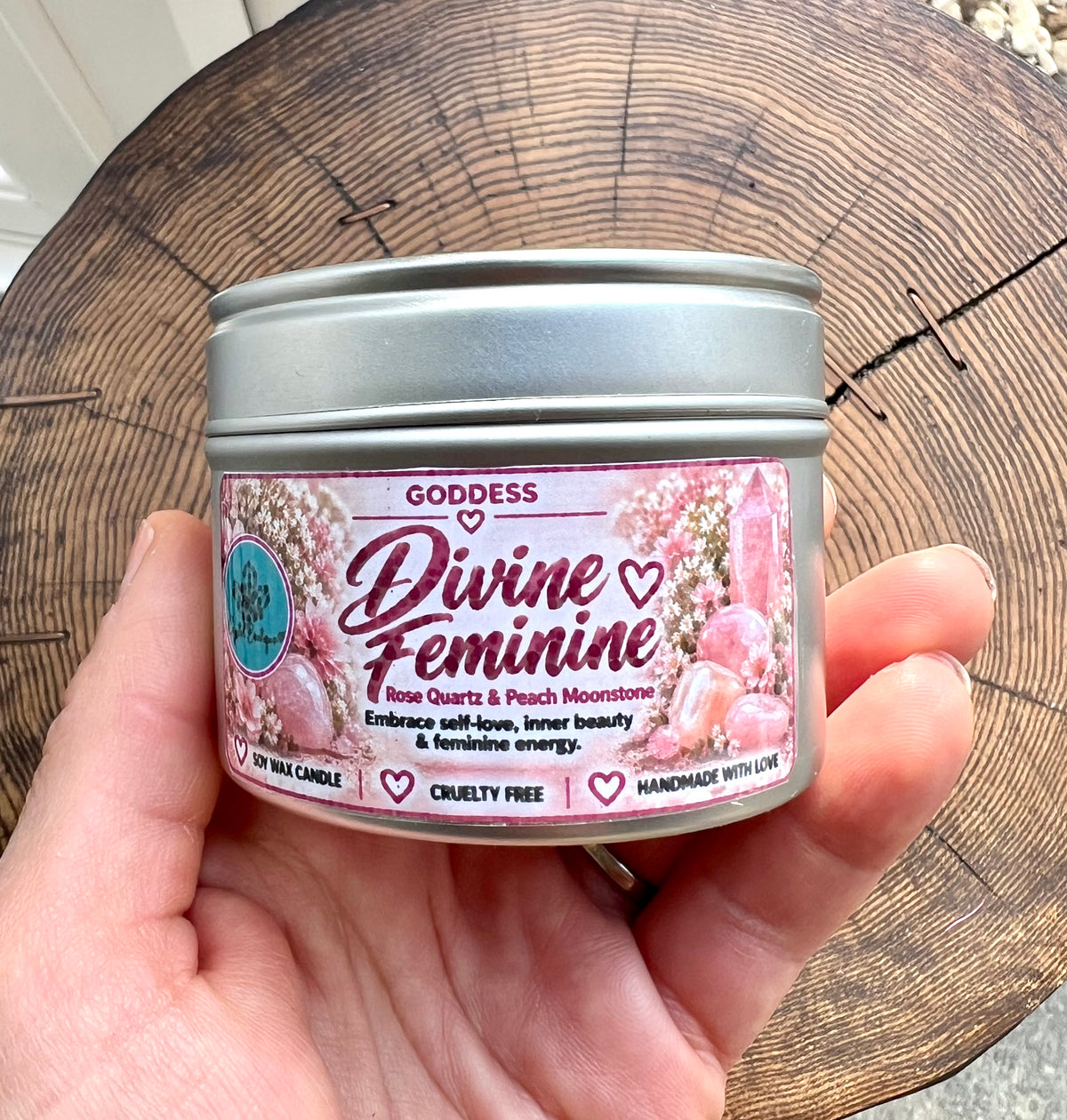 Crystal-Topped Soy Candle in Tin — Choose Your Scent - Crystal Boutique.co.uk