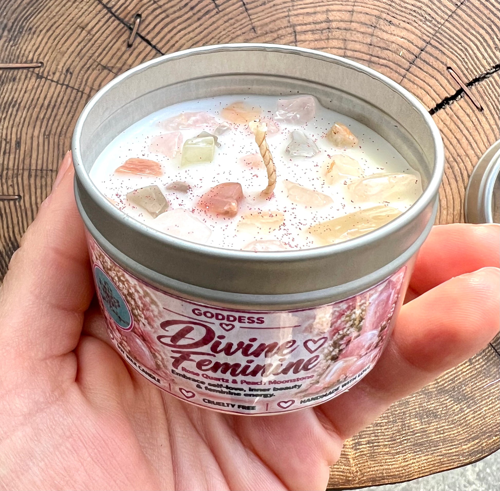 Crystal-Topped Soy Candle in Tin — Choose Your Scent - Crystal Boutique.co.uk
