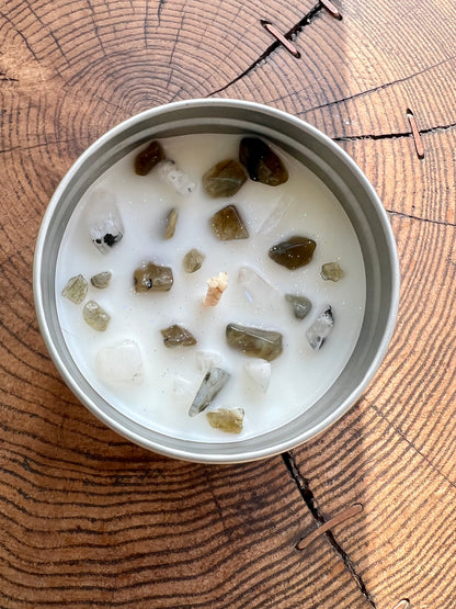Crystal-Topped Soy Candle in Tin — Choose Your Scent - Crystal Boutique.co.uk