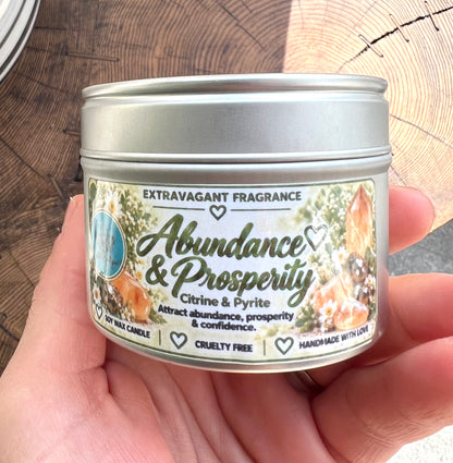 Crystal-Topped Soy Candle in Tin — Choose Your Scent - Crystal Boutique.co.uk