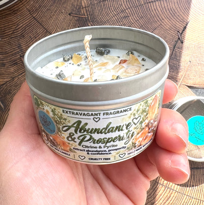Crystal-Topped Soy Candle in Tin — Choose Your Scent - Crystal Boutique.co.uk
