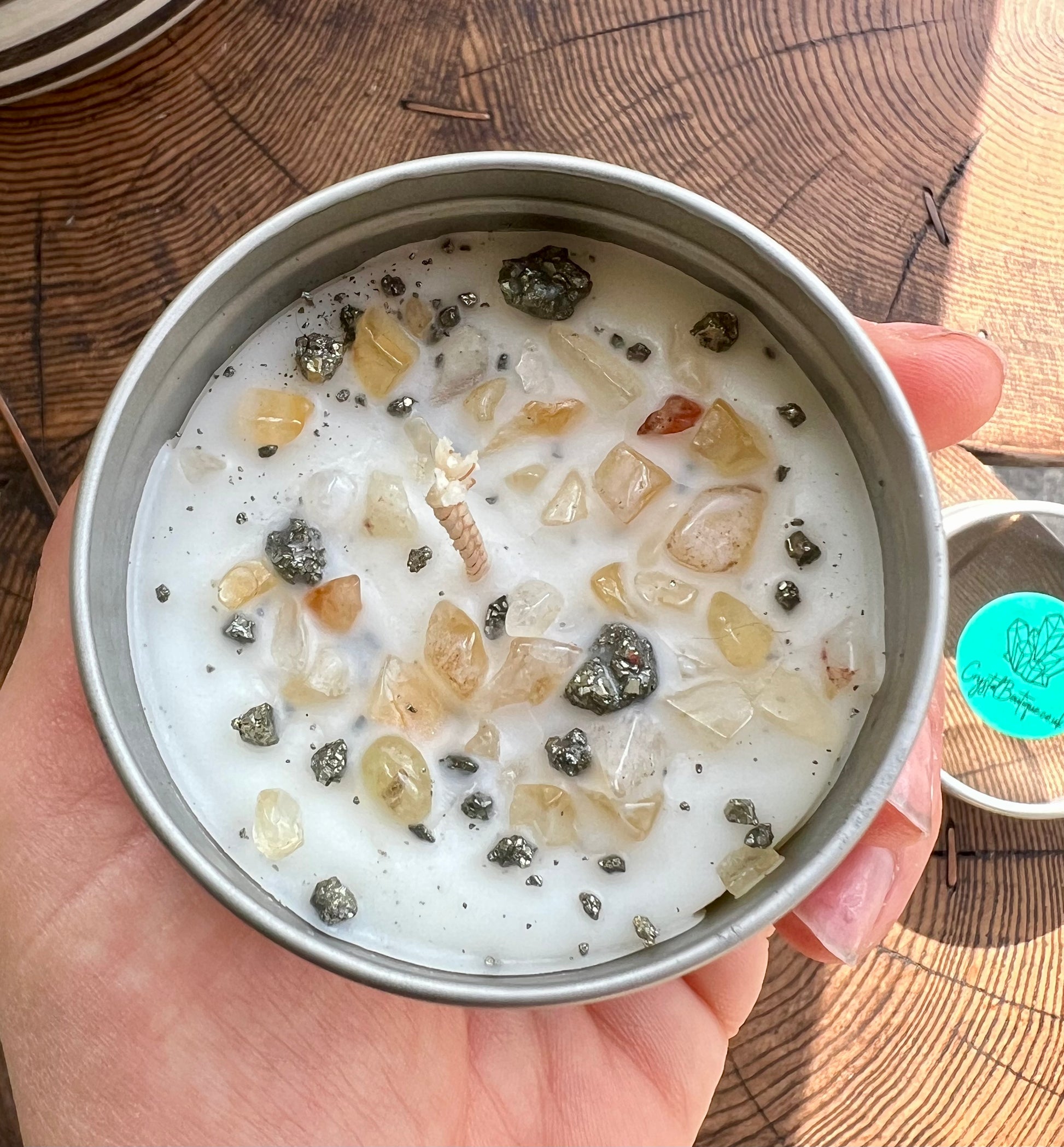 Crystal-Topped Soy Candle in Tin — Choose Your Scent - Crystal Boutique.co.uk