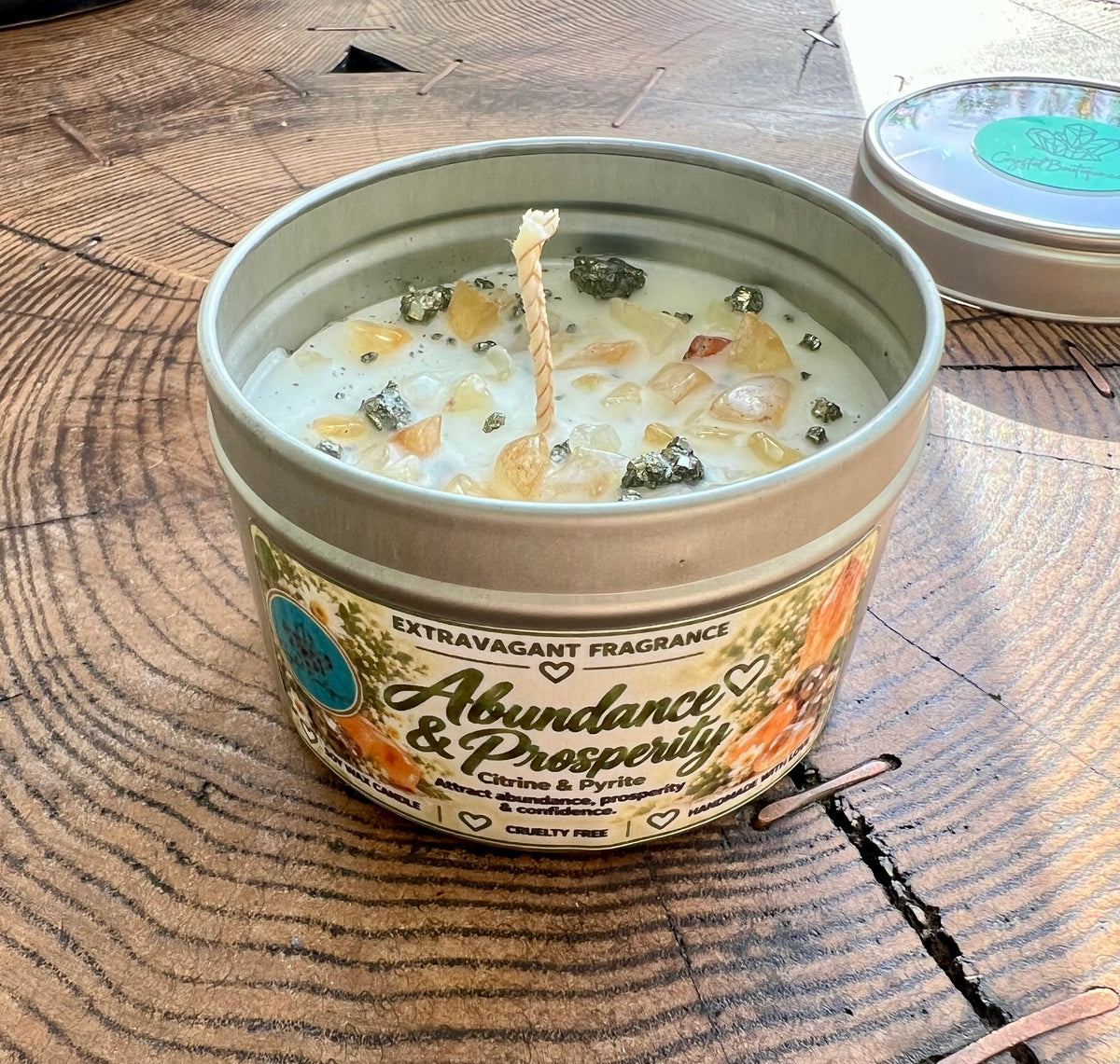 Crystal-Topped Soy Candle in Tin — Choose Your Scent - Crystal Boutique.co.uk
