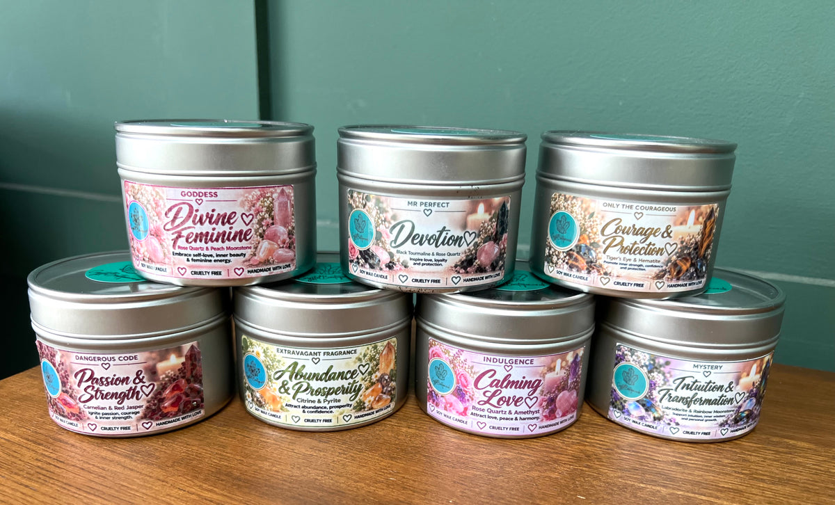 Crystal-Topped Soy Candle in Tin — Choose Your Scent - Crystal Boutique.co.uk