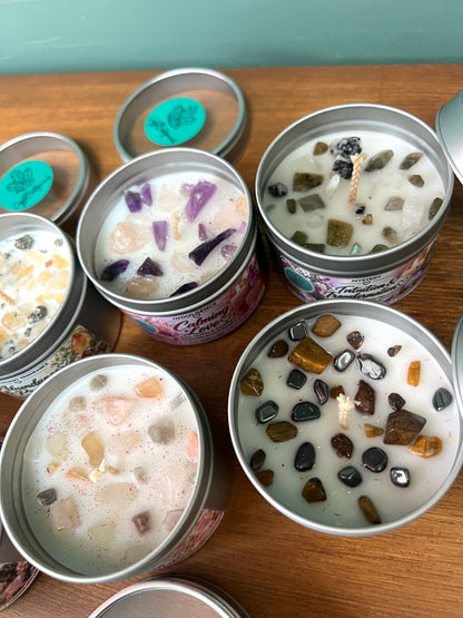 Crystal-Topped Soy Candle in Tin — Choose Your Scent - Crystal Boutique.co.uk