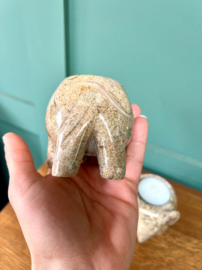 Himalayan Marble Elephant Tea light Holder - Fossilstone