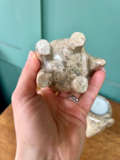 Himalayan Marble Elephant Tea light Holder - Fossilstone