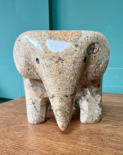 Himalayan Marble Elephant Tea light Holder - Fossilstone