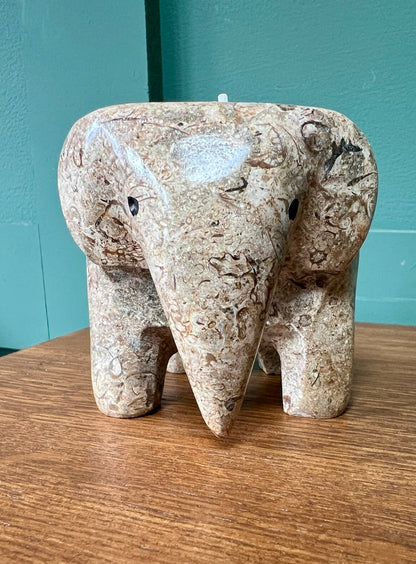 Himalayan Marble Elephant Tea light Holder - Fossilstone