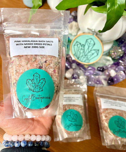 Pure Pink Himalayan Bath Salts with Mixed  petals