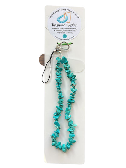 Turquoise Howlite Crystal Chip Mobile Phone Wristlet Strap