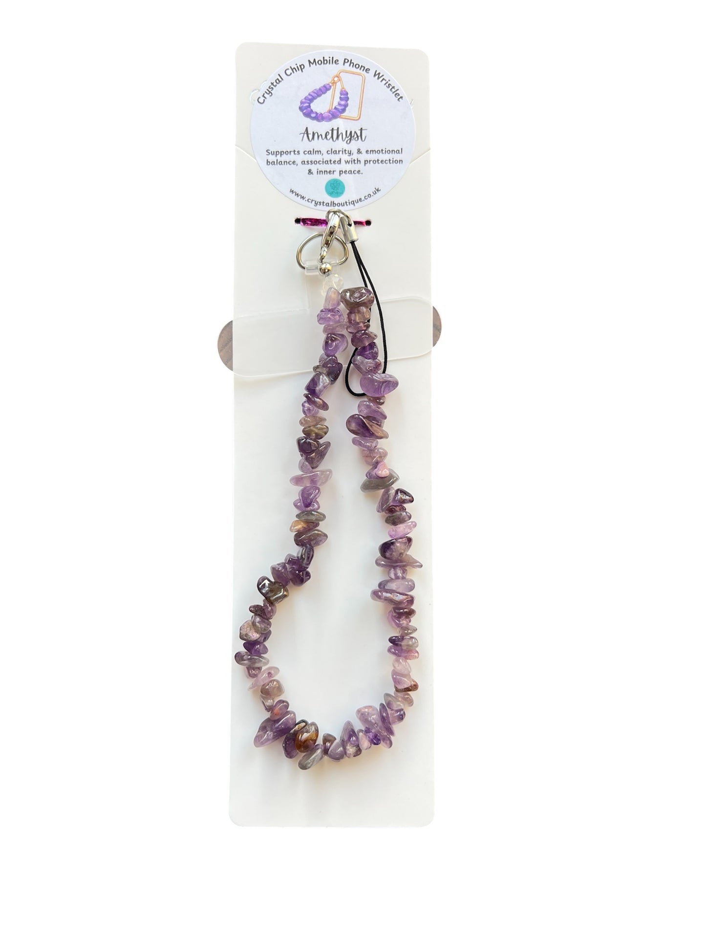 Amethyst Crystal Chip Mobile Phone Wristlet Strap