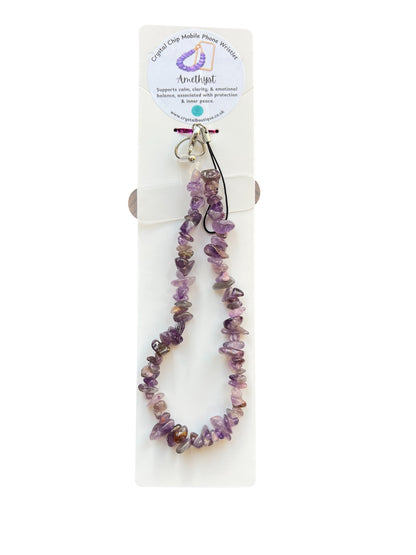 Amethyst Crystal Chip Mobile Phone Wristlet Strap