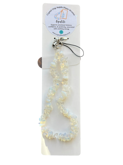Opalite Crystal Chip Mobile Phone Wristlet Strap