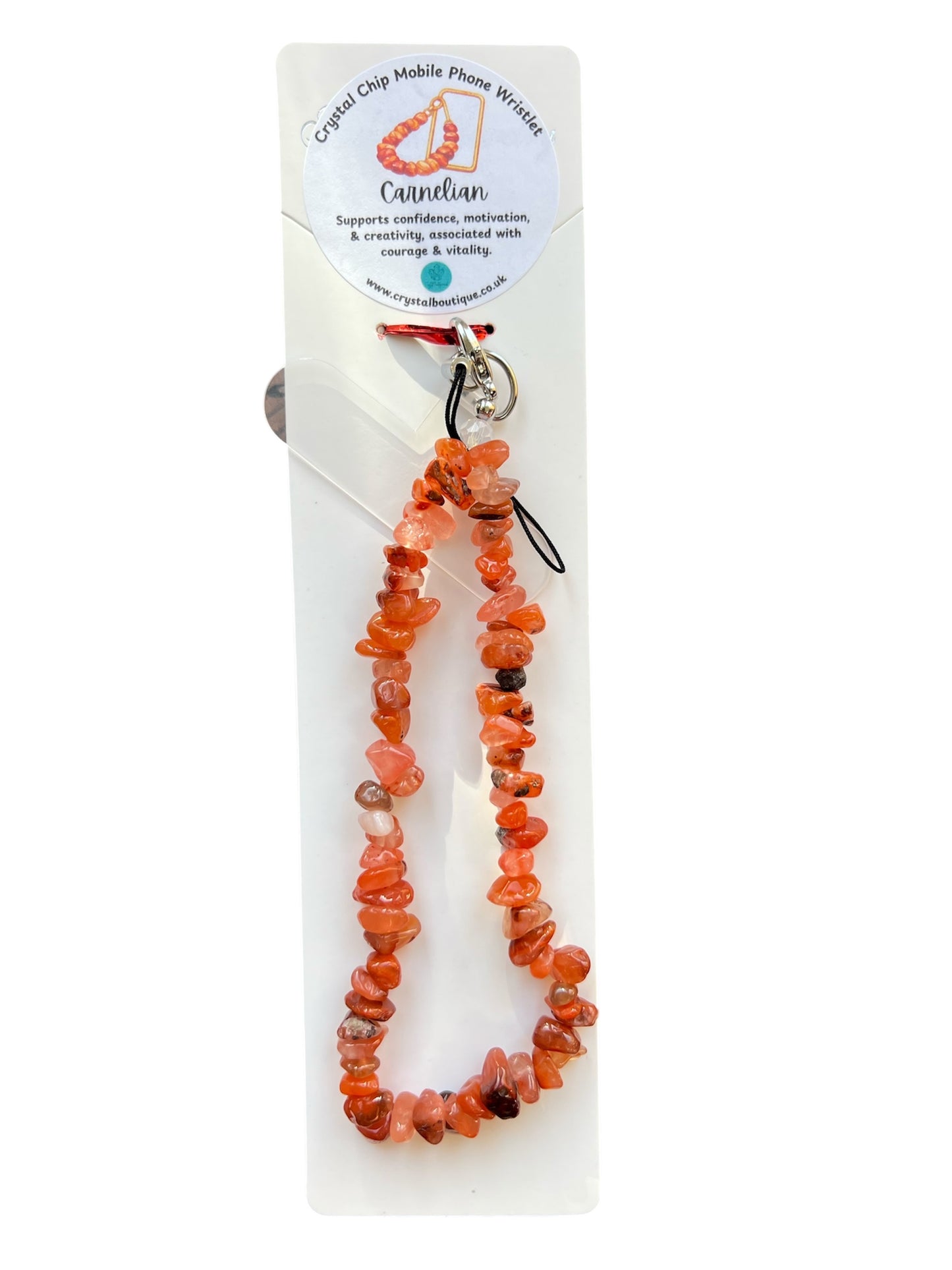 Carnelian Crystal Chip Mobile Phone Wristlet Strap