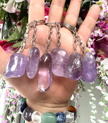 Crystal Gemstone Keyring Amethyst