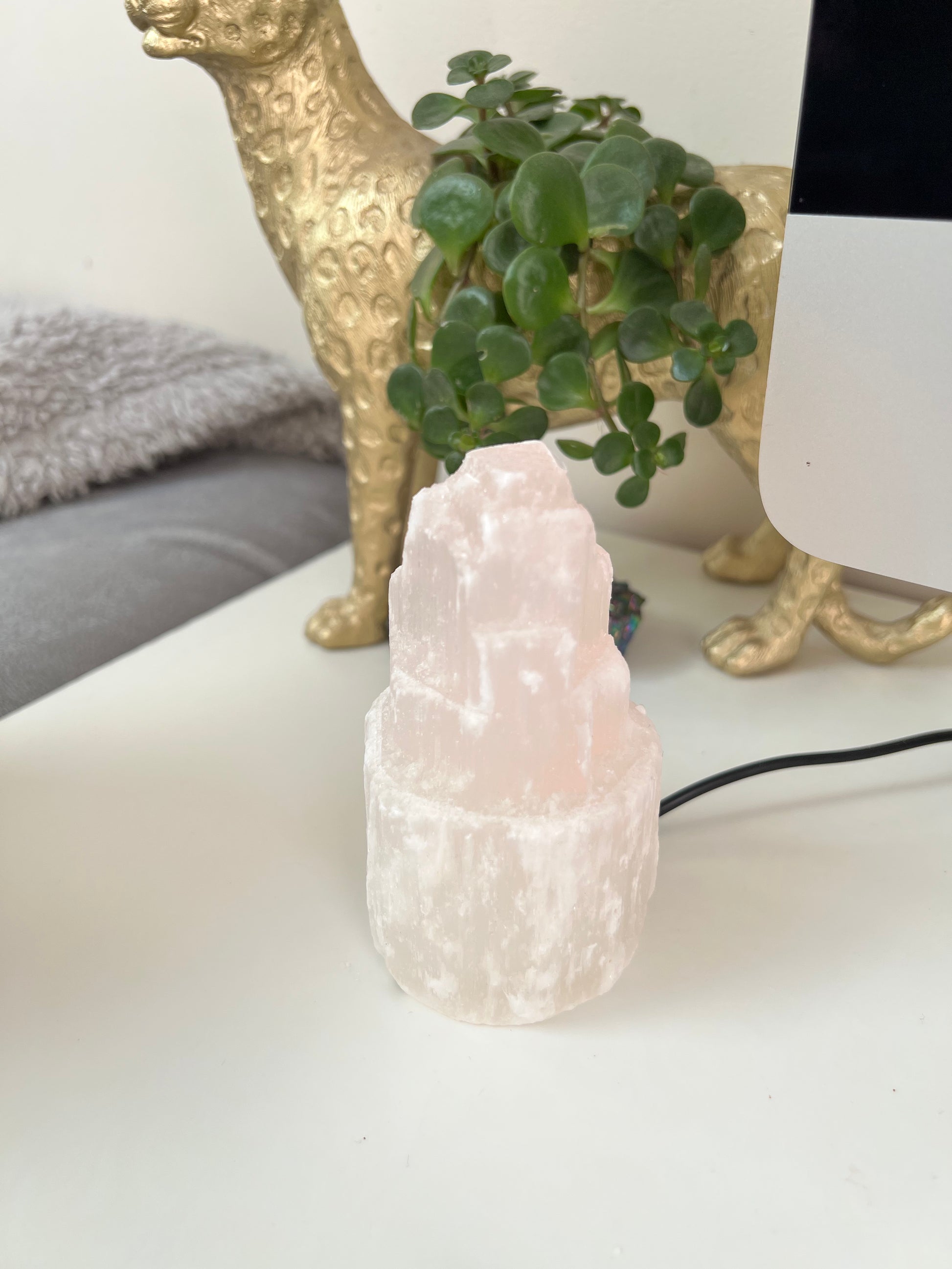 Selenite Satin Spar LED Mini Skyscraper Lamp