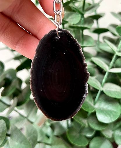 Crystal Gemstone Keyring Agate Slice