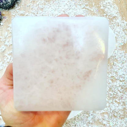 Selenite Satin Spar Charging Plate 10cm Square