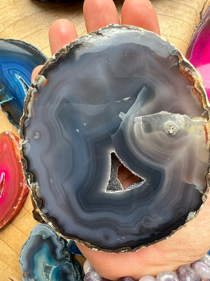Dyed Agate Thick Slice Druzy Geode