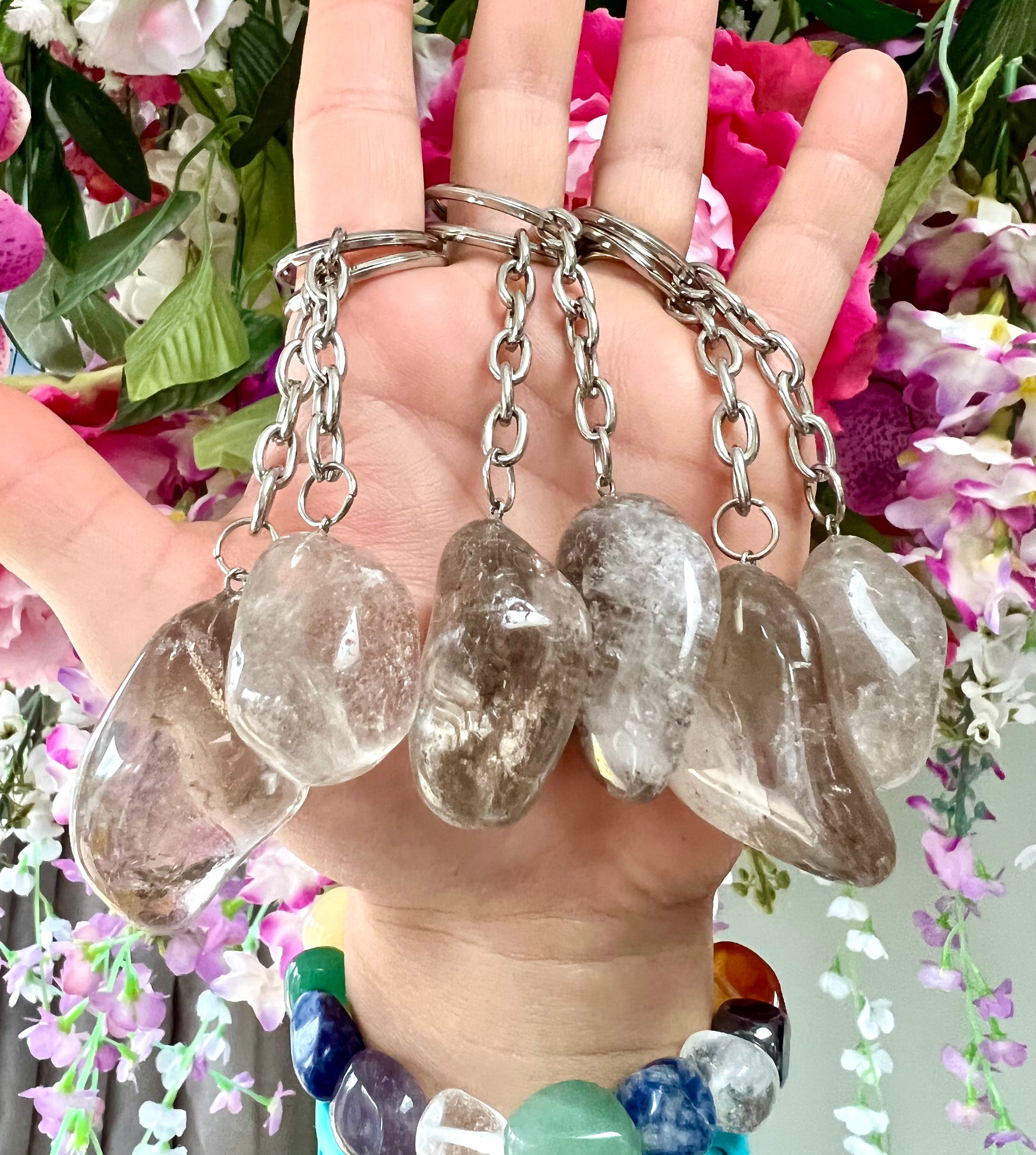 Crystal Gemstone Keyring Smoky Quartz