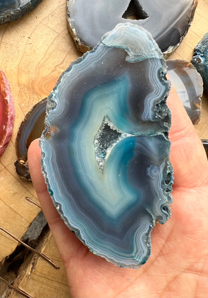 Dyed Agate Thick Slice Druzy Geode