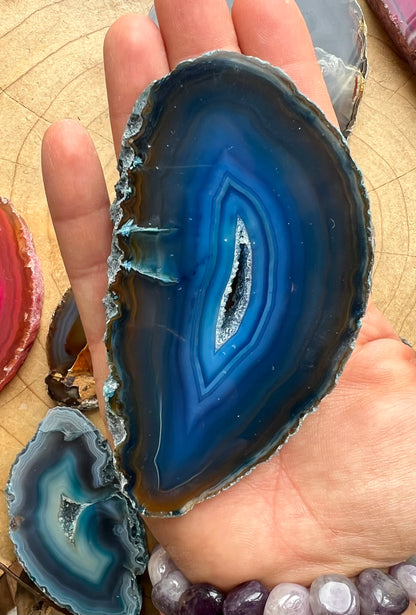 Dyed Agate Thick Slice Druzy Geode