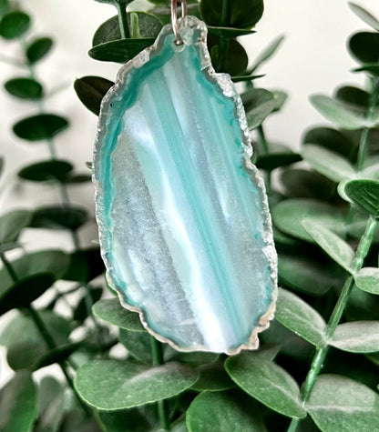 Crystal Gemstone Keyring Agate Slice