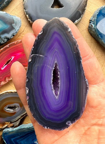 Dyed Agate Thick Slice Druzy Geode