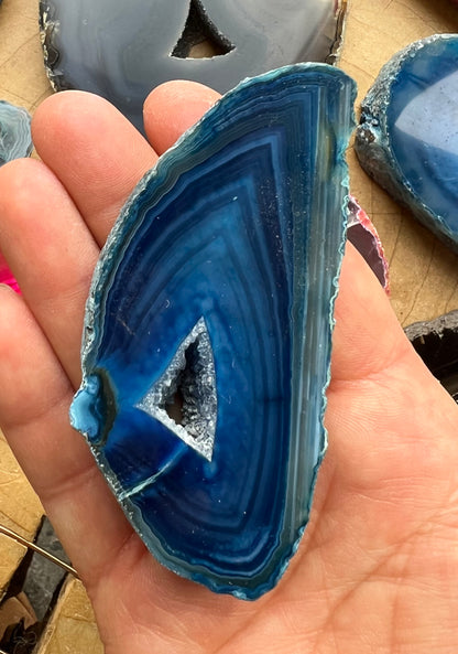 Dyed Agate Thick Slice Druzy Geode