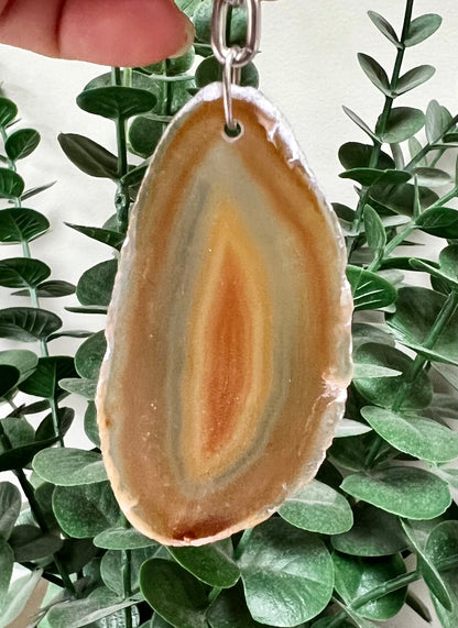 Crystal Gemstone Keyring Agate Slice