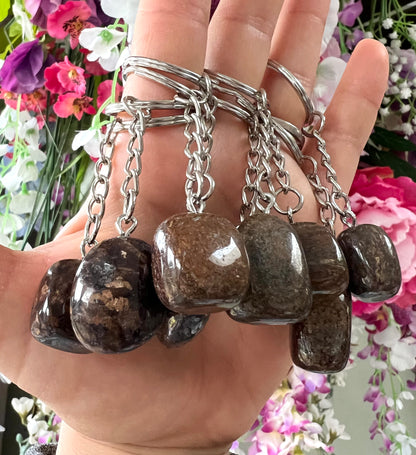 Crystal Gemstone Keyring Bronzite