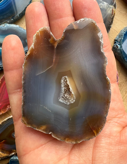 Dyed Agate Thick Slice Druzy Geode